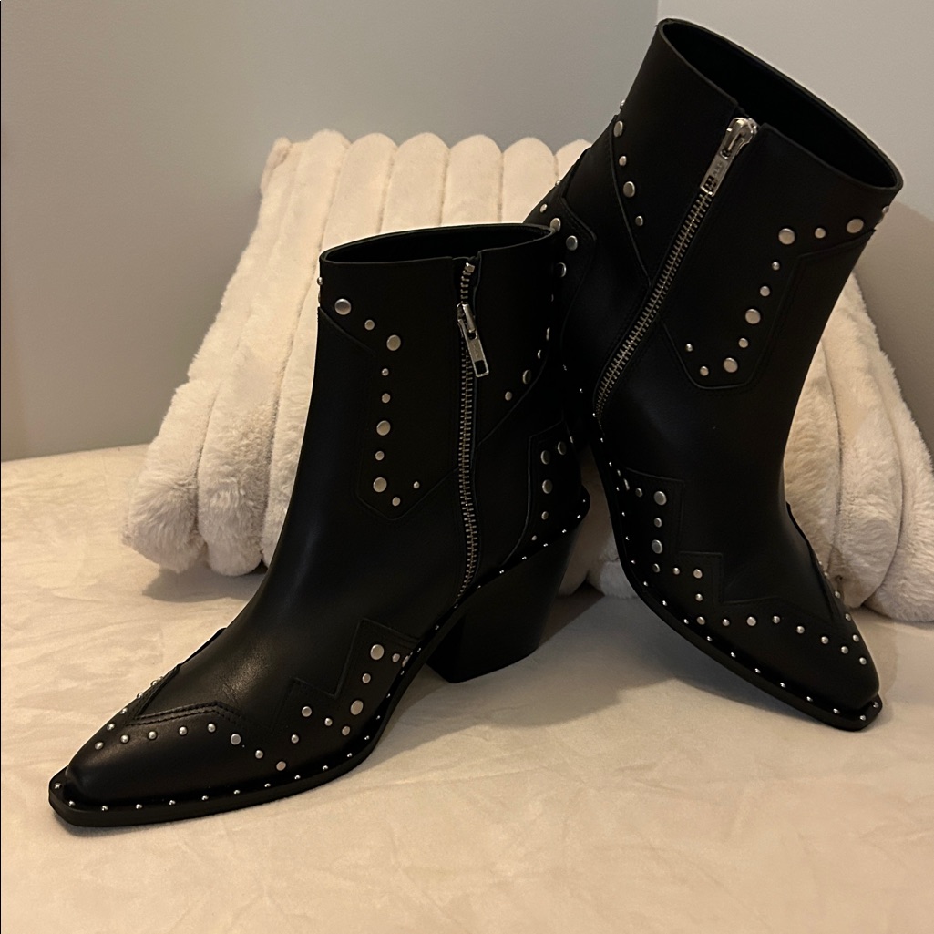 The Kooples Leather Santiag Leather Studded Boot
